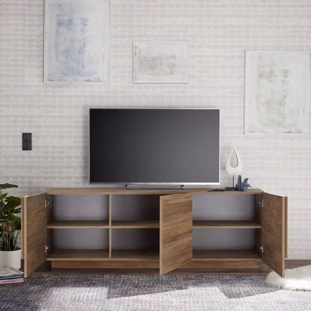 Vergonte, Mobile Porta tv 3 Ripiani, 182x44x63h cm Marrone Quercia