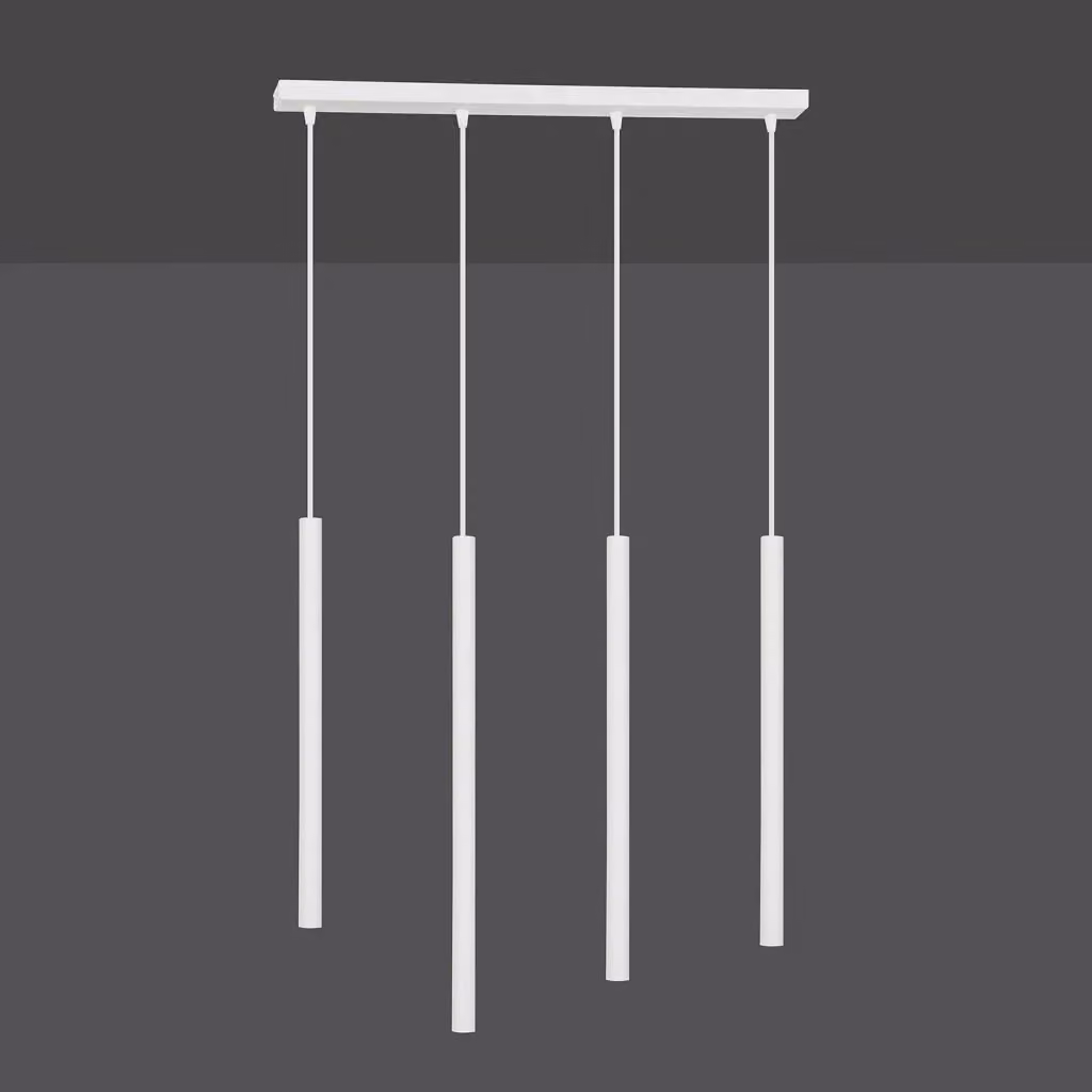 Lampadario Moderno Tsukiyomi Luceart-Classic in Acciaio Bianco con 4 Paralumi a Cilindro Sottile – 2
