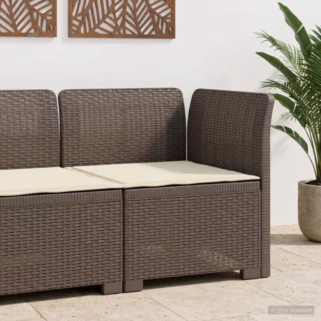 Divano da Giardino a 1 Posto con Cuscino Aspetto Rattan PP 8011828
