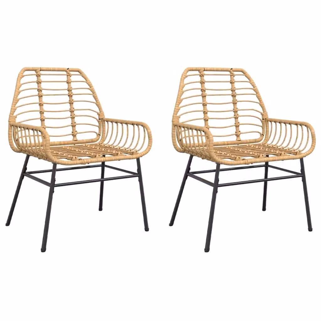 Set di 2 sedie da giardino vidaXL in polyrattan marrone e beige con braccioli e struttura in metallo resistente ai raggi UV – 2