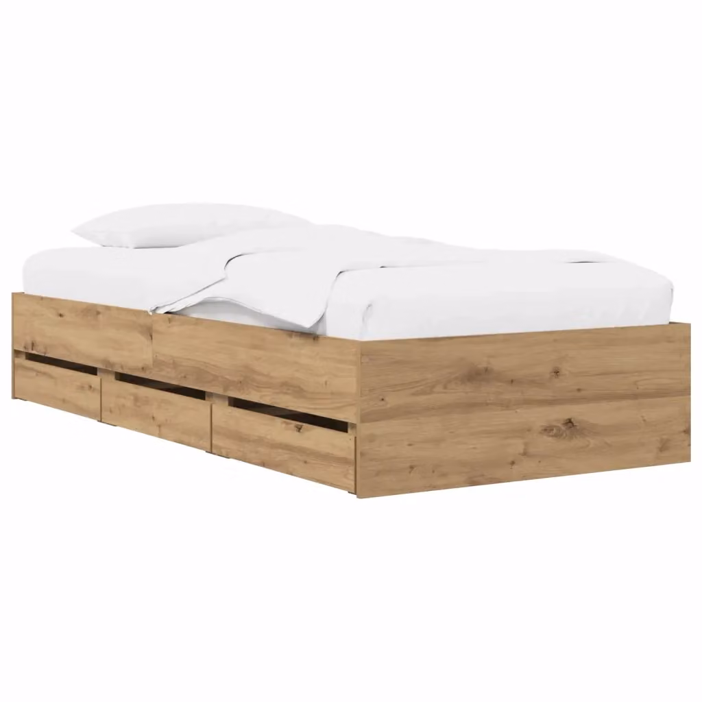 Letto moderno vidaXL con contenitore e cassetti in legno color rovere e marrone – 2