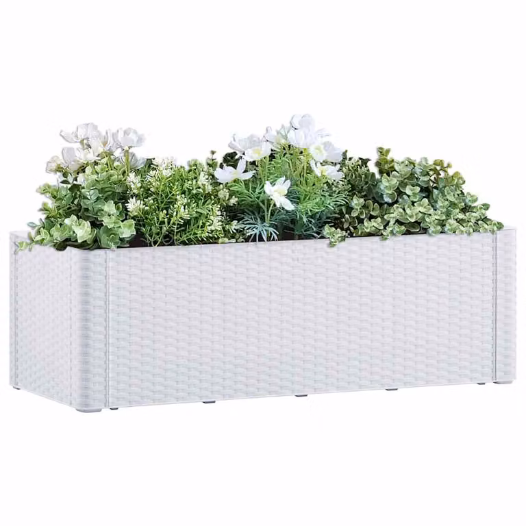 vidaXL Letto Rialzato da Giardino con Sistema di Irrigazione in Plastica WPC, Bianco