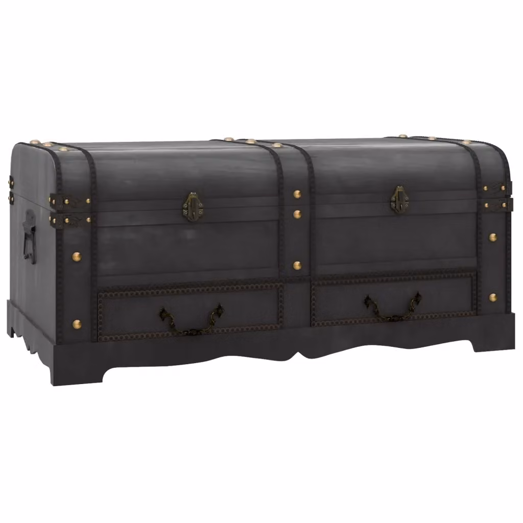 Baule del Tesoro in Legno Vintage Nero vidaXL – 2