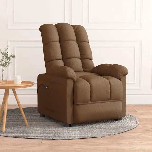 Poltrona Elettrica Reclinabile-Divano Sedia Marrone in Tessuto 419510