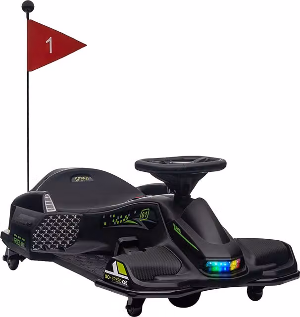 Go Kart Elettrico HOMCOM per Bambini 8-12 Anni con Luci e Musica, Nero – 1