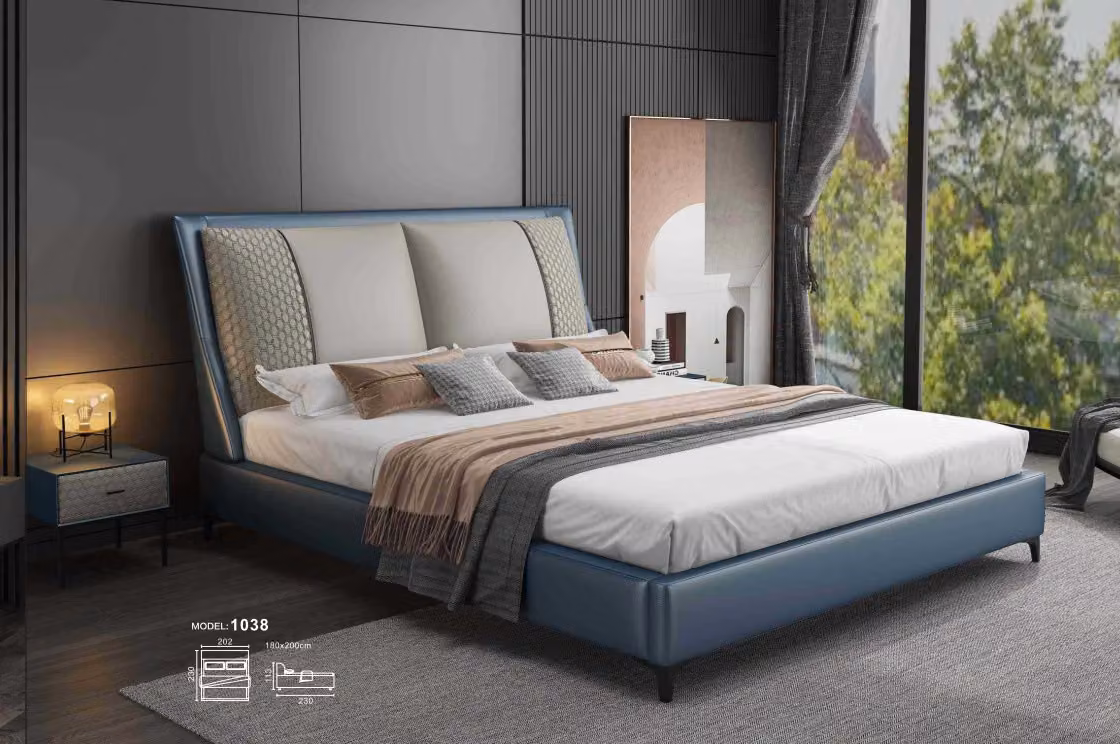 Designer Bett Schlafzimmer Betten Textil Leder Hotel Luxus Polster Samt Stoff