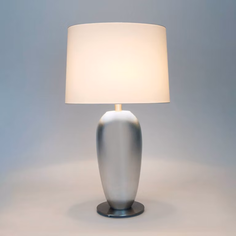 Holländer Lampada da tavolo LAMBDA OVAL, Cromo / Argento, Soggiorno / Sala da pranzo, Ceramica, Lampada da tavolo