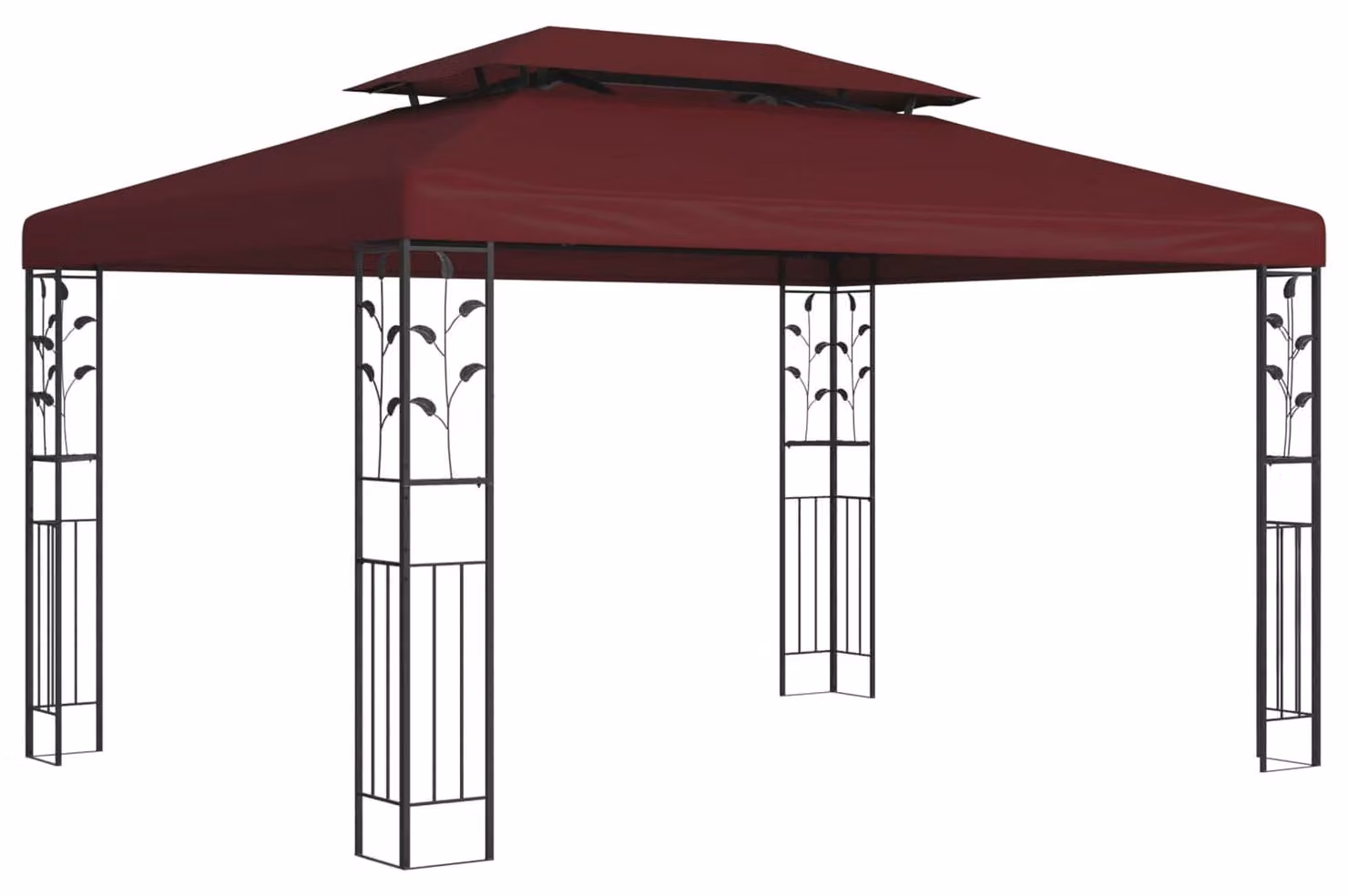 Gazebo 3,97 x 2,96 x 2,68 m Rosso Vino Poliestere e Acciaio