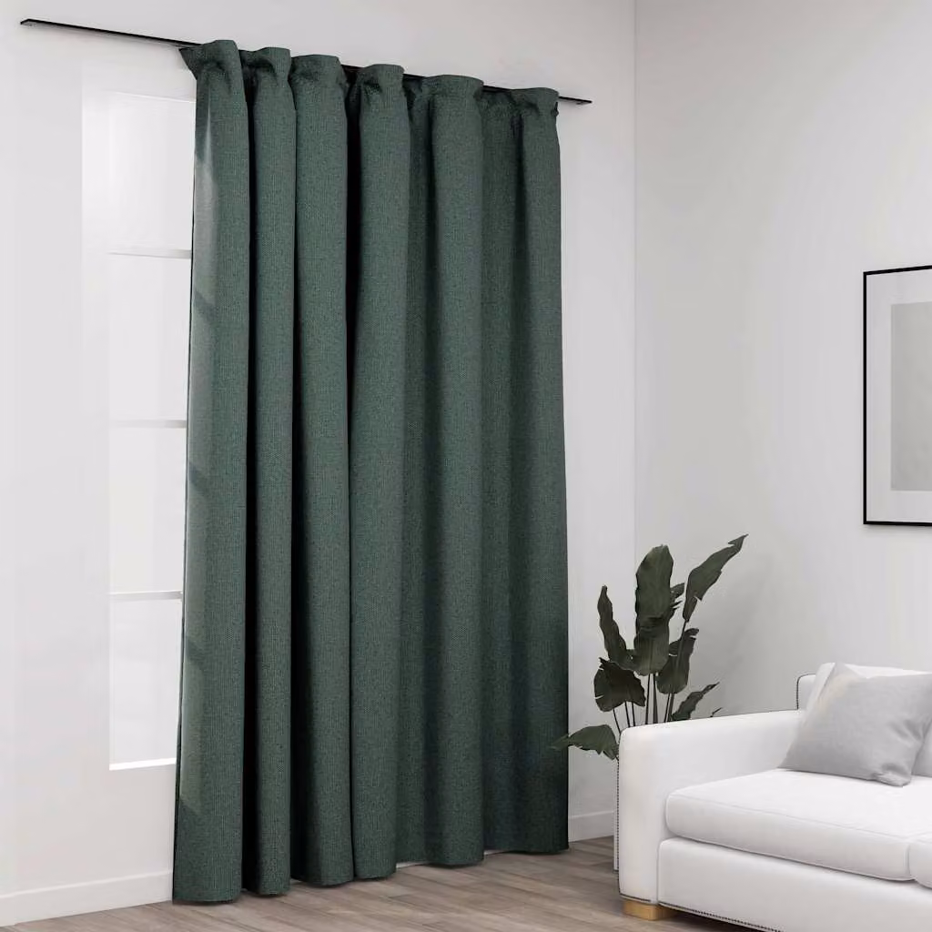 Tenda Oscurante vidaXL con Effetto Lino e Ganci Verdi, L: 290 cm, H: 245 cm