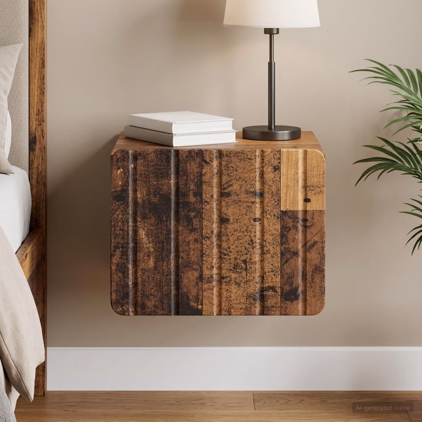 vidaXL Mobiletto da notte sospeso in legno color marrone L 33 cm x P 34,5 cm x H 24 cm