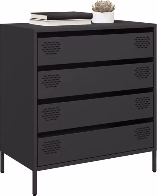 Credenza moderna vidaXL in metallo nero opaco L: 68 cm, P: 39 cm, H: 73,5 cm