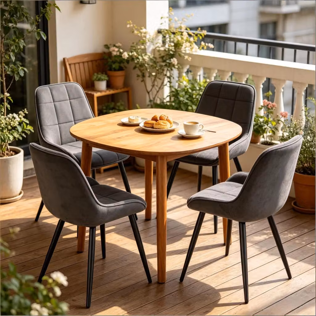 Set di 4 sedie da pranzo WISHDOR in velluto grigio con struttura in metallo nero opaco, stile moderno – 2