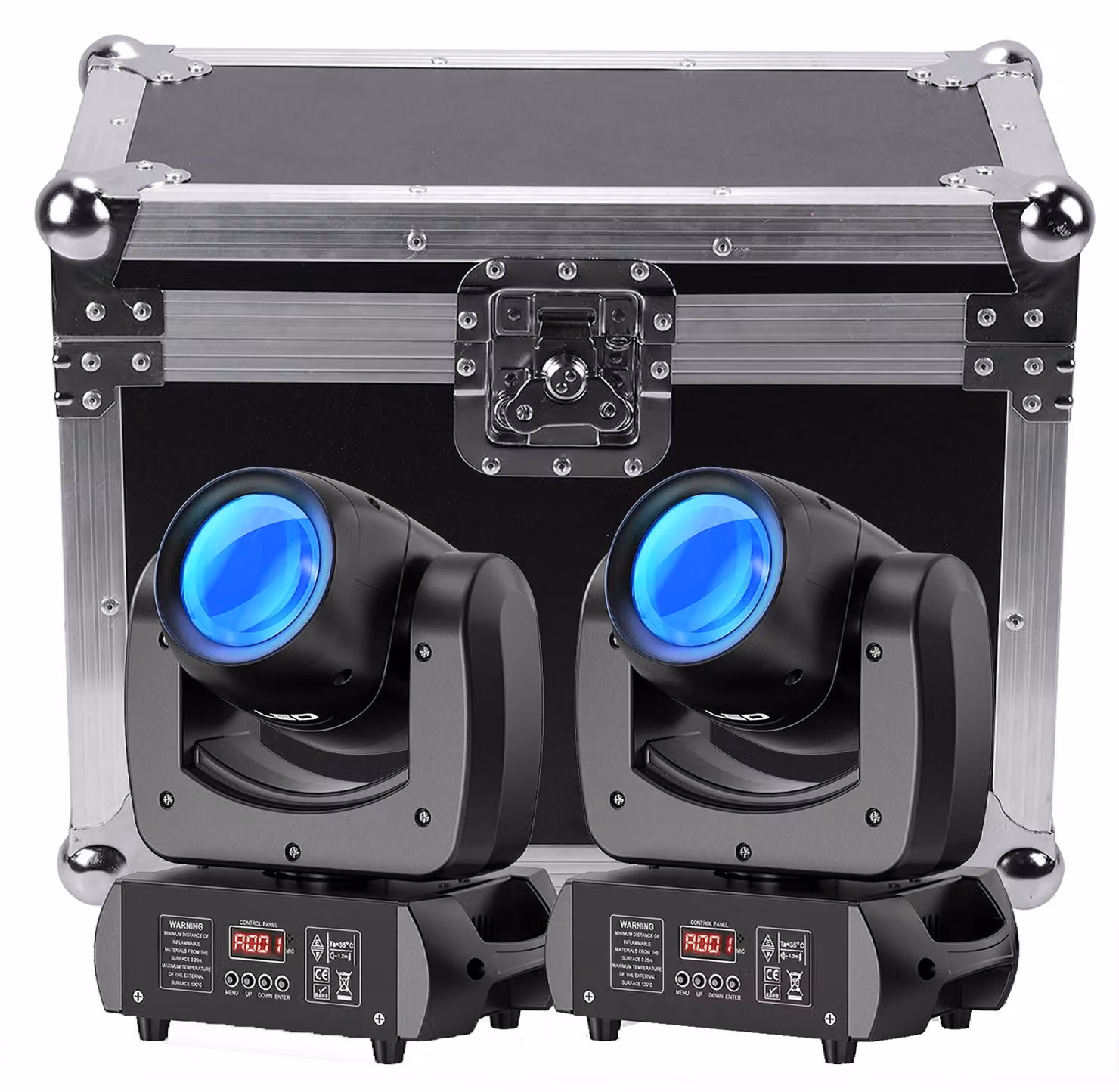 Fari a LED motorizzati - Sistema di illuminazione per palcoscenico DMX512 - 2 pezzi - 100 W - Valigetta per il trasporto - Spina europea