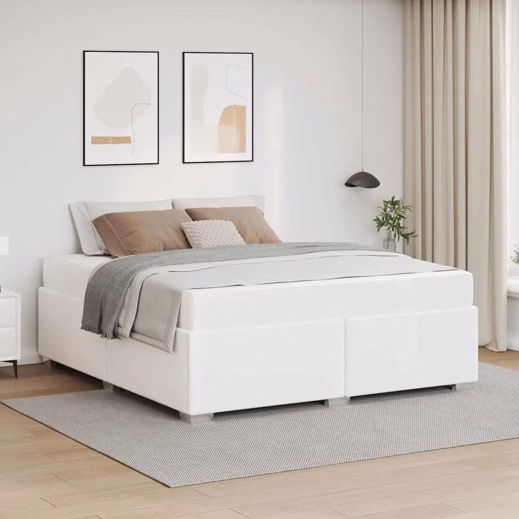 Struttura letto moderna vidaXL in legno e tessuto bianco L/P/H: 160 x 200 cm – 1