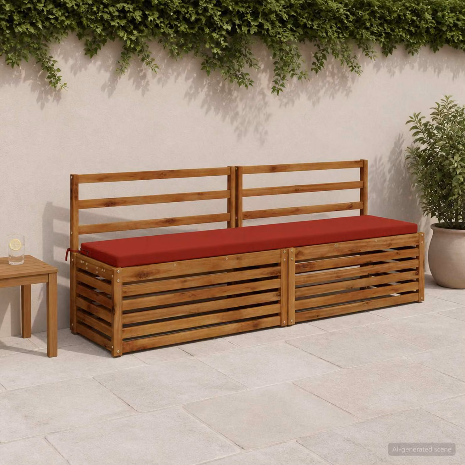 Cuscino per panchina vidaXL SOEST rettangolare in poliestere rosso con rivestimento rimovibile e resistenza ai raggi UV