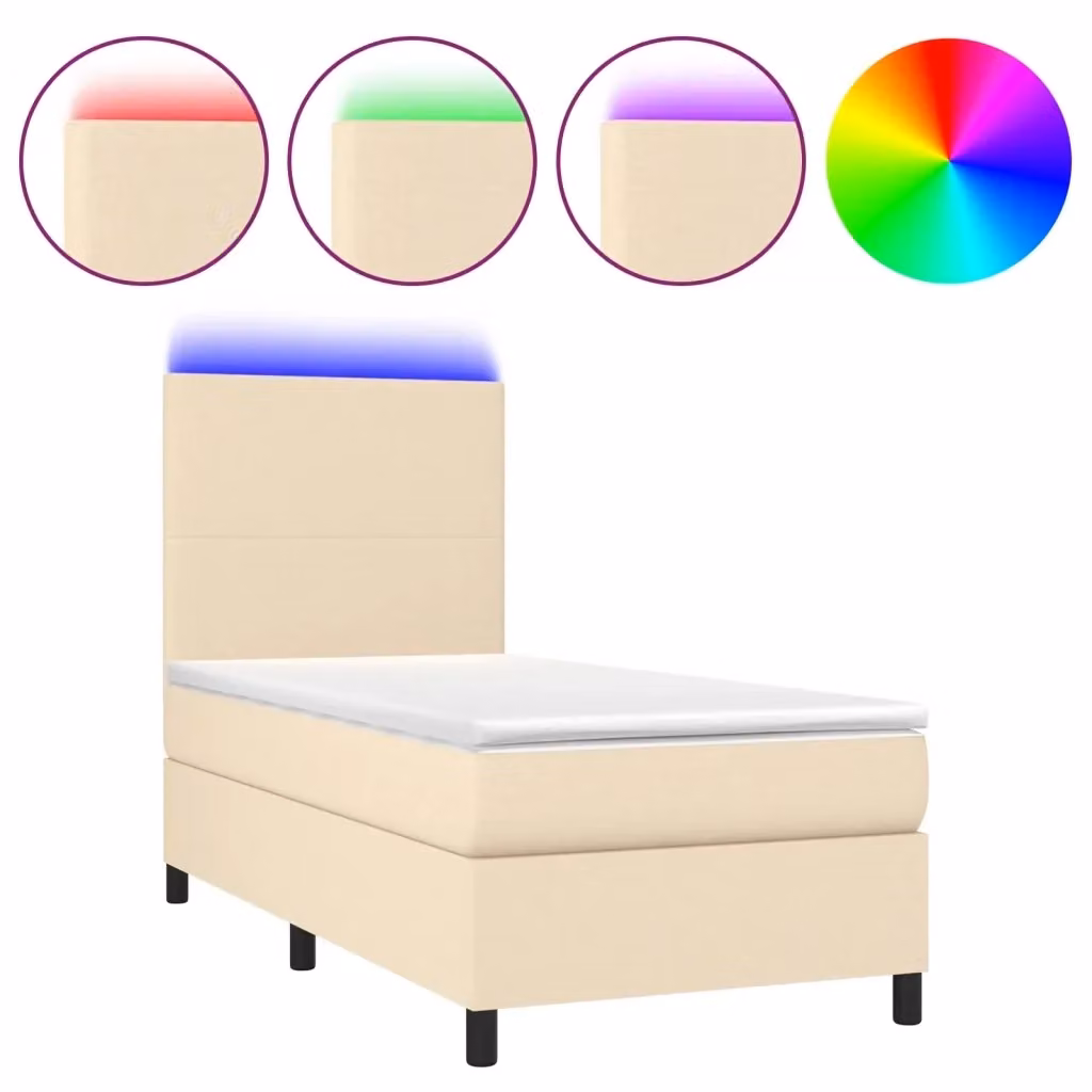 Letto Ibrido con Materasso e Illuminazione LED vidaXL in Tessuto Beige e Bianco L/P/H: 80 x 200 x 203 cm – 2