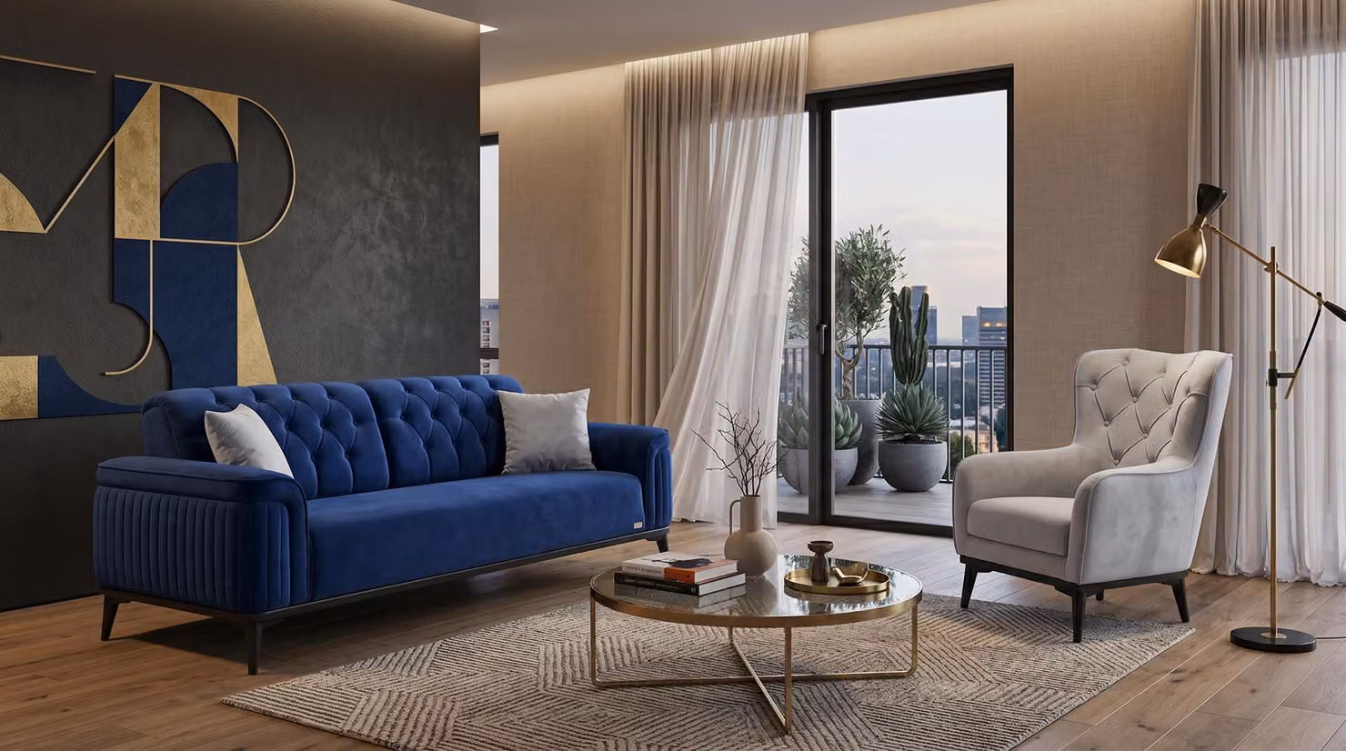 Divano componibile, divani moderni, colore blu, tessuto, divano, poltrona, soggiorno