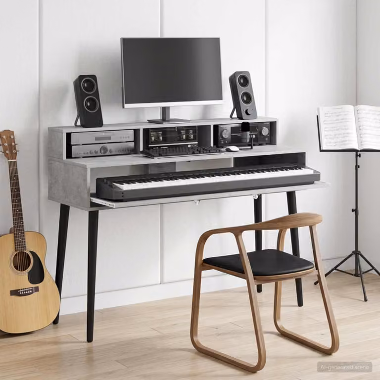 Scrivania da studio moderna vidaXL Grigio, L 110 x P 42,5 x H 36 cm