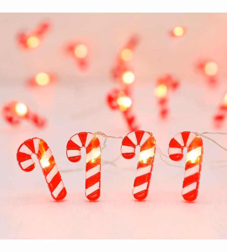 Lumineo Filo Luci Natalizie LED Candy - Bianco Caldo - 190 cm