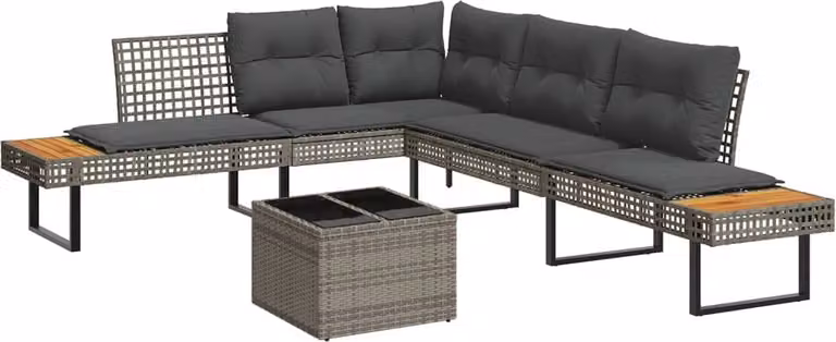 Maison Exclusive - Set Divani da Giardino 2 pz con Cuscini Grigio Polyrattan Vetro