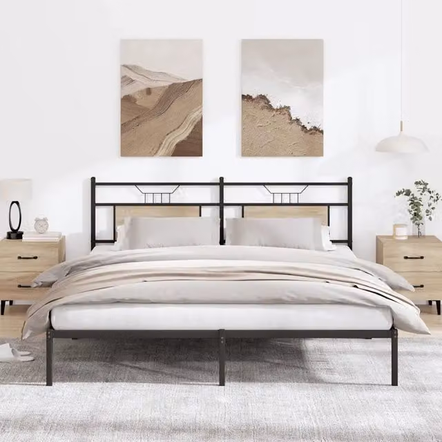Struttura Letto Design Mania Rovere Sonoma con Telaio in Metallo e Doghe Fisse L/P: 160 x 200 cm