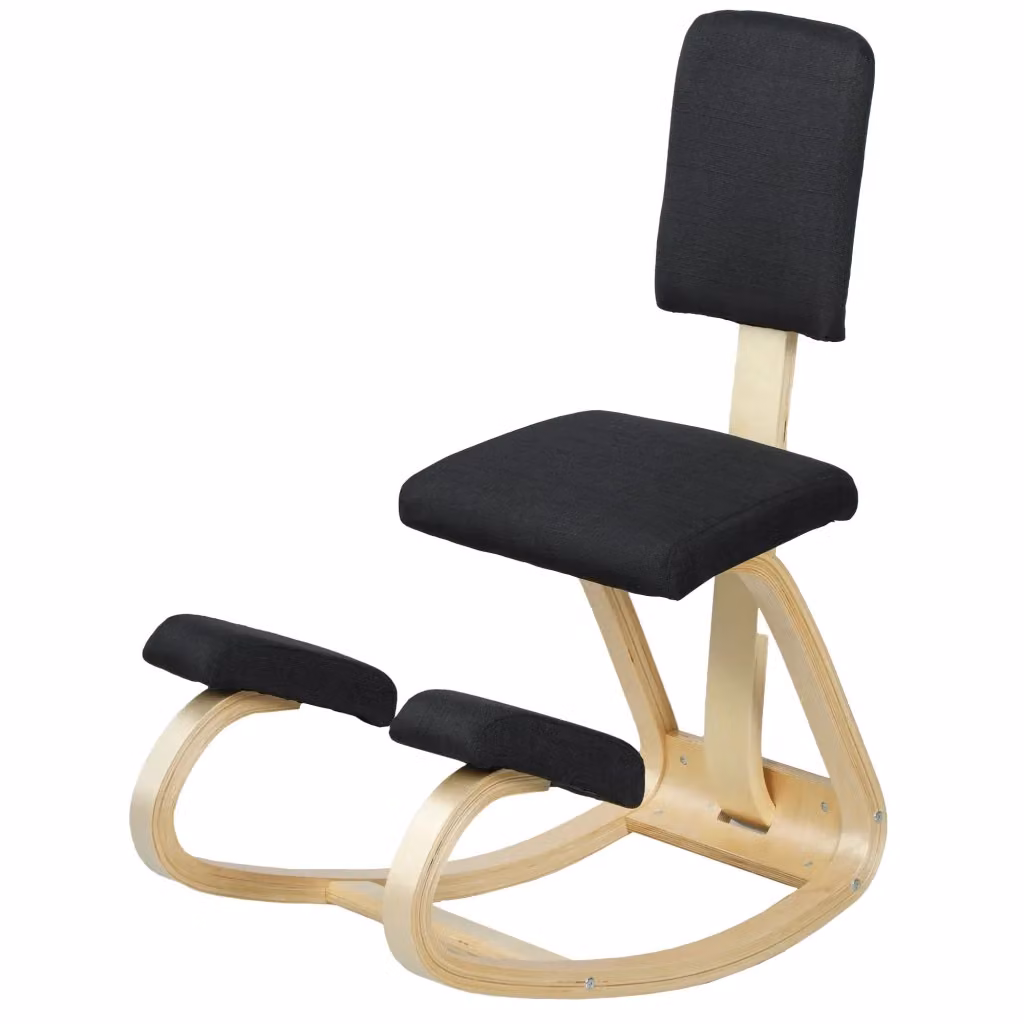 Sedia ergonomica inginocchiatoio Xylo in legno di betulla con schienale e dondolo, nero – 2