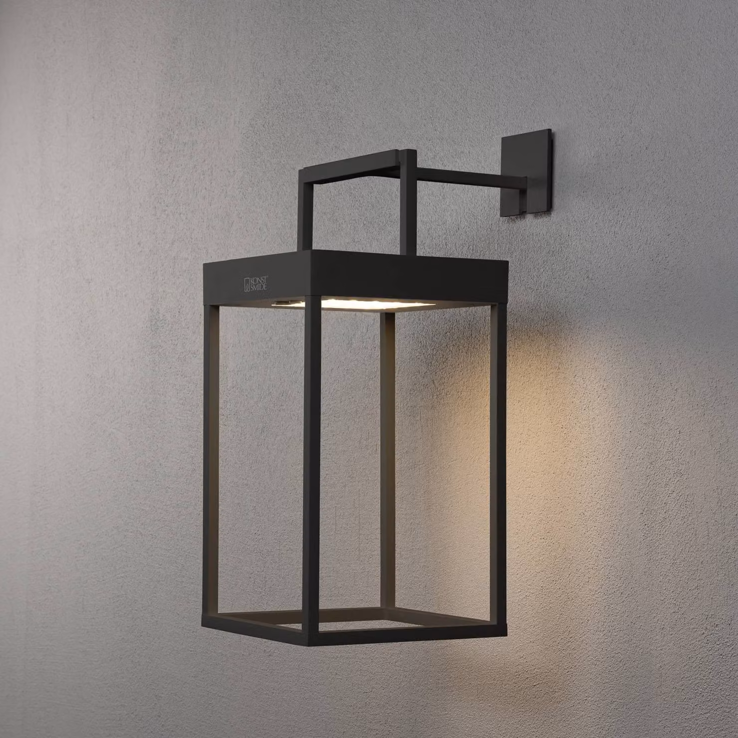 Konstsmide Lanterna LED solare Portofino, parete/tavolo, nero dimmerabile, Nero, Alluminio, Moderno, Lampada solare da esterni