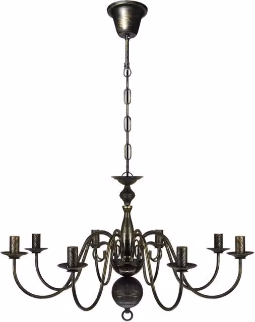 Lampadario a soffitto in metallo nero in stile antico con 8 lampadine E14 CFW7891954