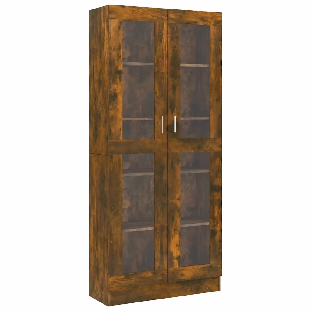 Vetrina Mobile vidaXL in Rovere Fumo con Ante in Vetro e Ripiani Interni, L 82,5 x P 30,5 x H 185 cm – 2