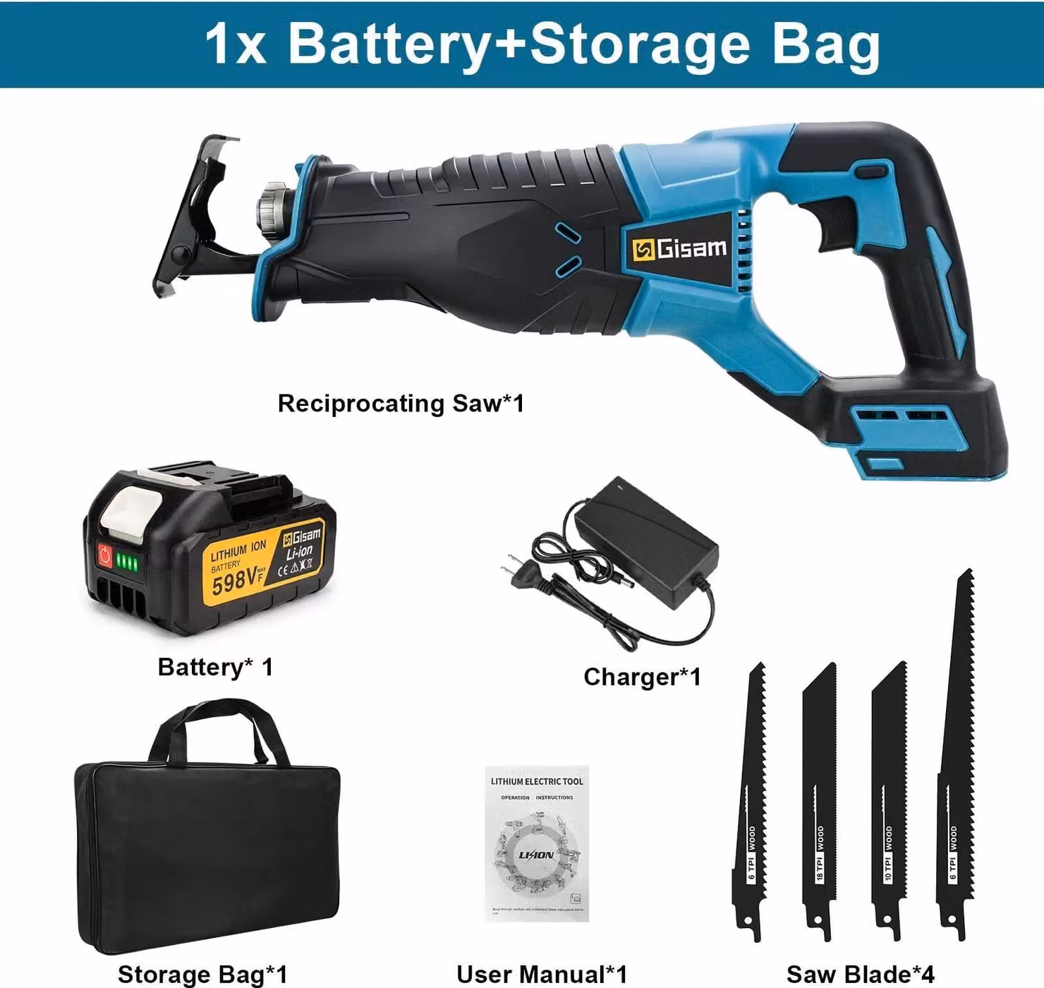 Seghetto alternativo a batteria - Tigersäge - 18 V, 10.000 colpi/min, 1 batteria inclusa, senza fili, per legno - Braun