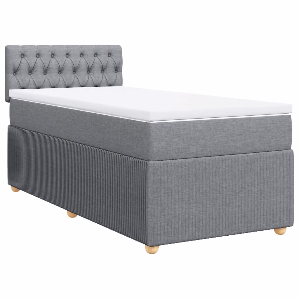 Giroletto a Molle con Materasso Grigio Chiaro 80x200 cm Tessuto