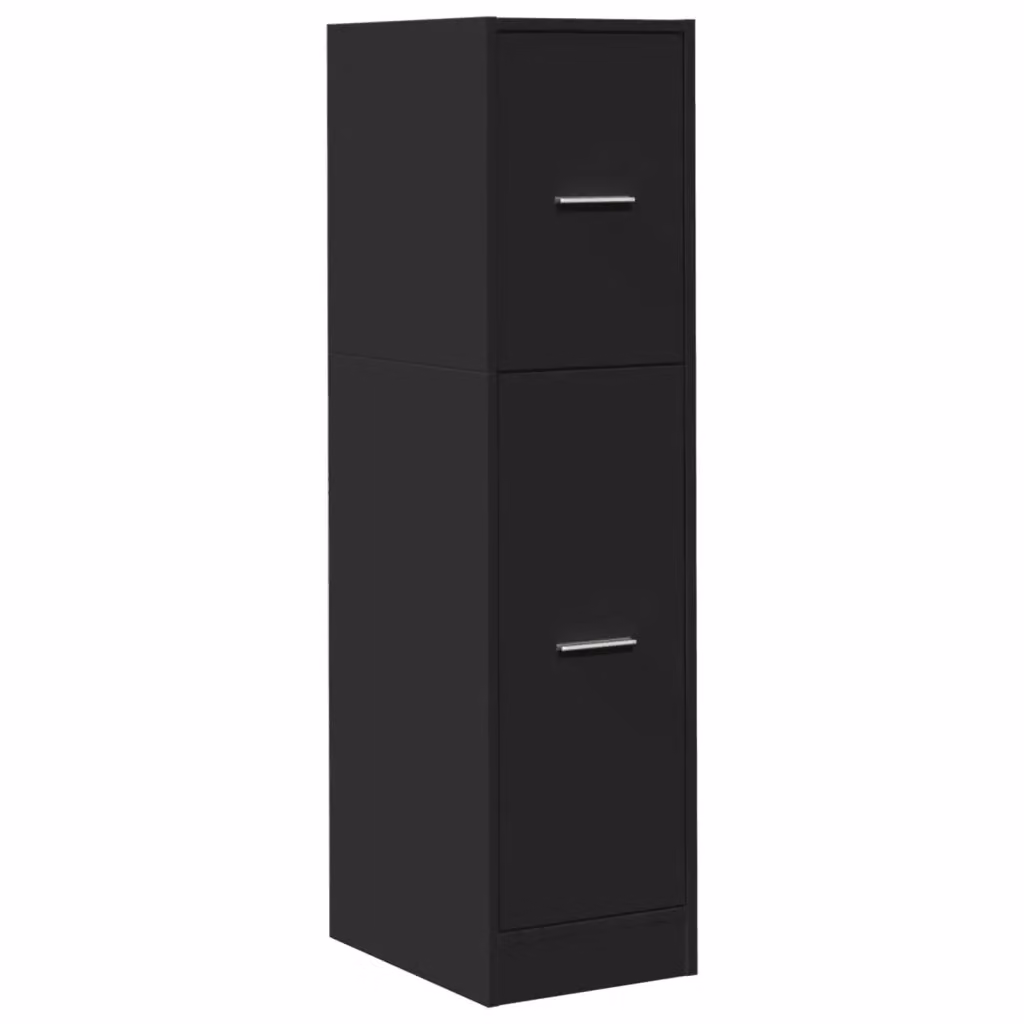 Mobiletto multifunzionale da parete HELLOSHOP26 nero opaco in legno MDF con ante e cassetti L/P/H: 30 x 41 x 118 cm – 2