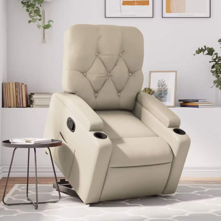 Poltrona Alzapersona Reclinabile vidaXL in Similpelle Beige con Assistenza Elettrica per Anziani