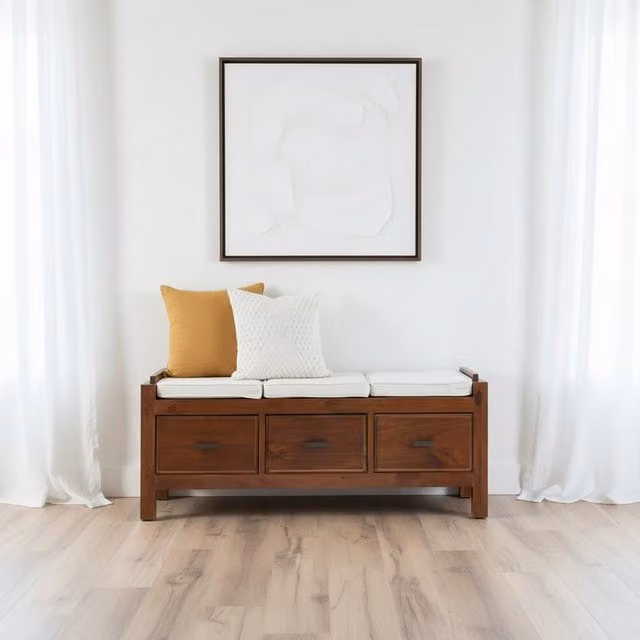 Sgabello Nest Banak in legno di mango marrone con vano di stoccaggio e cuscini L: 47 cm, P: 47 cm, H: 115 cm