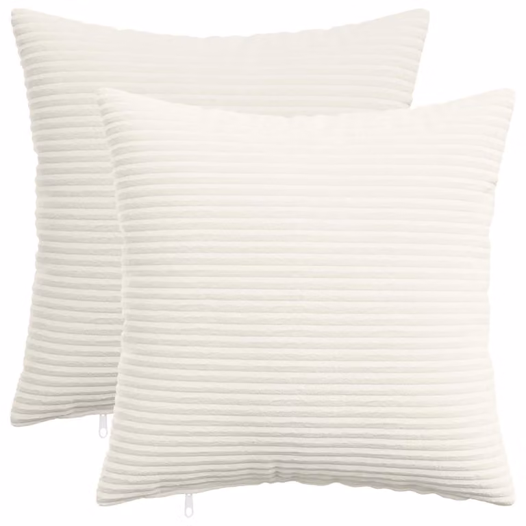 Set di 2 federe vidaXL HEERLEN in velluto a coste, colore crema, 40 x 40 cm