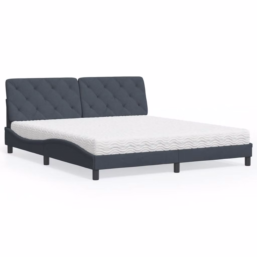 Letto con Materasso vidaXL in Velluto Grigio e Bianco, L/P/H: 180 x 200 x 185 cm – 1