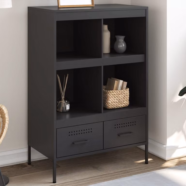 Credenza nera in metallo stile industrial vidaXL L: 68 cm, P: 39 cm, H: 101,5 cm