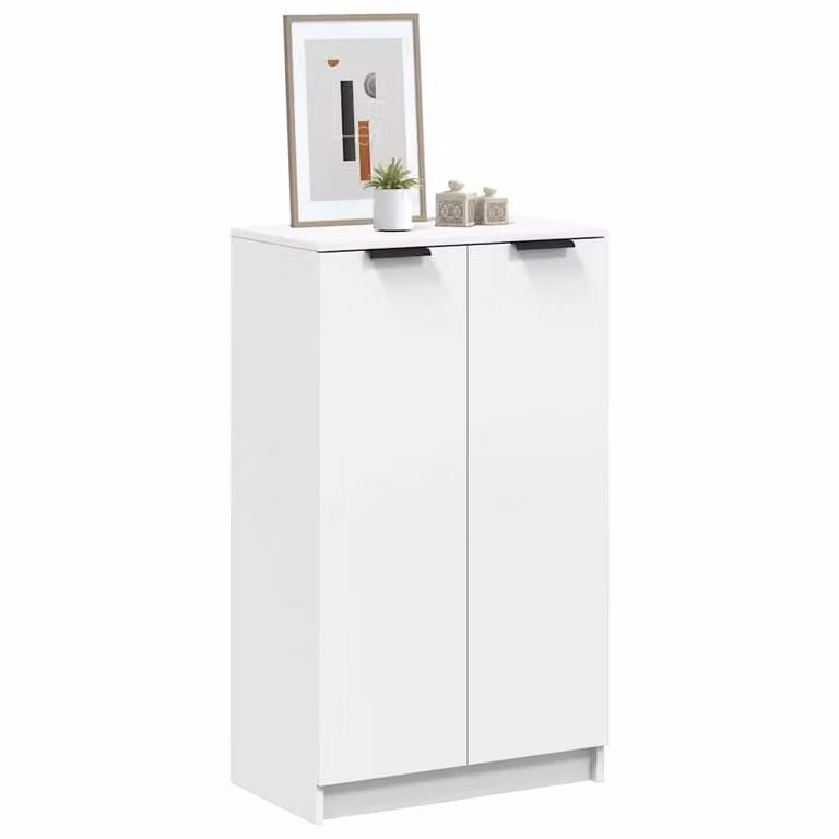 Scarpiera bianca vidaXL in legno con ante a battente e ripiani, L 59 cm, P 35 cm, H 100,5 cm