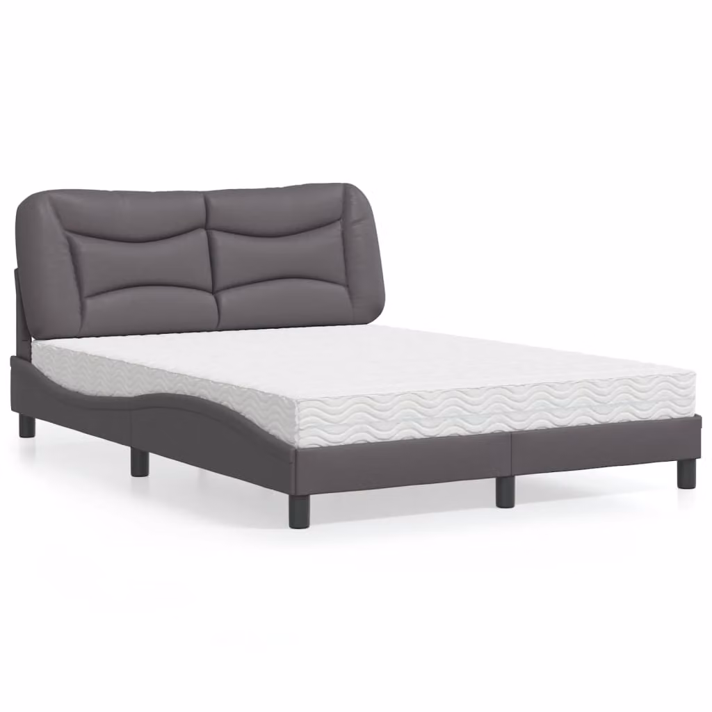 Letto con Materasso Hvar vidaXL Grigio in Similpelle L/P: 120 x 200 cm – 1