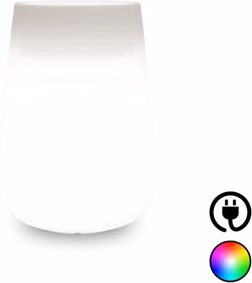 Vaso luminoso moderno Monacis a forma a goccia con LED multicolor, ideale per interno ed esterno, colore bianco, Ø43 cm, H75 cm