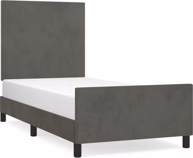 Letto singolo per adulti in velluto grigio con struttura in legno di larice L/P/H: 100 x 200 x 128 cm – 1