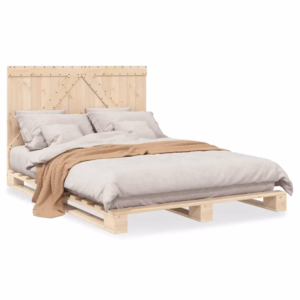 vidaXL Giroletto con Testiera in Legno Massello di Pino, L/P/H: 140 x 200 cm – 2