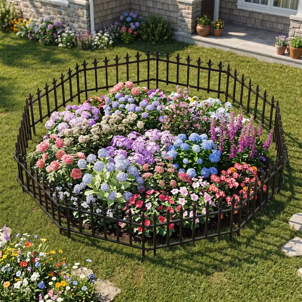 Recinzione decorativa da giardino DESIGN IN in metallo nero, modello pieghevole con 10 pannelli, L/P/H: 56 x 44 cm – 2