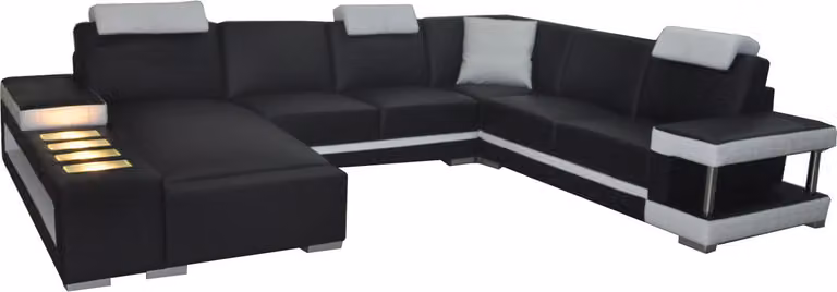 Designer Leder Polster Ecke Sofa mit USB Polster Eck Landschaft Zimmer Big Leder
