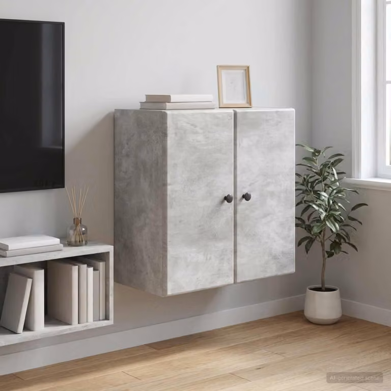 Mobiletto a muro moderno vidaXL in legno MDF e metallo, Grigio opaco, L: 59 cm, P: 31 cm, H: 60 cm
