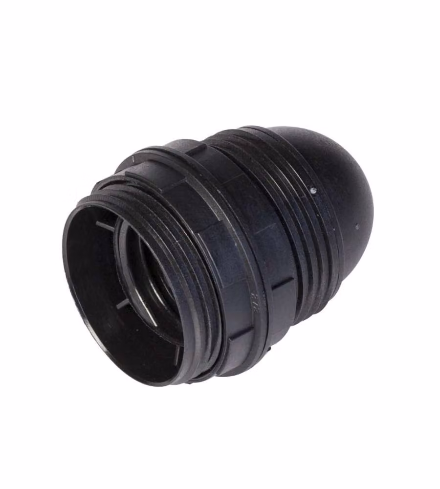 Portalampada in plastica Poly Pool Nero con attacco E27 e due ghiere 250V – 2