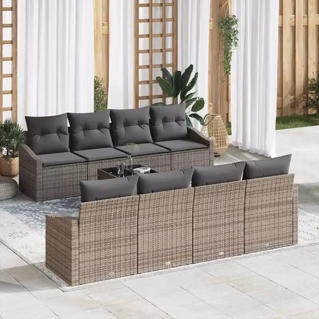 Set di divani 9 pz Grigio polyrattan 3346649