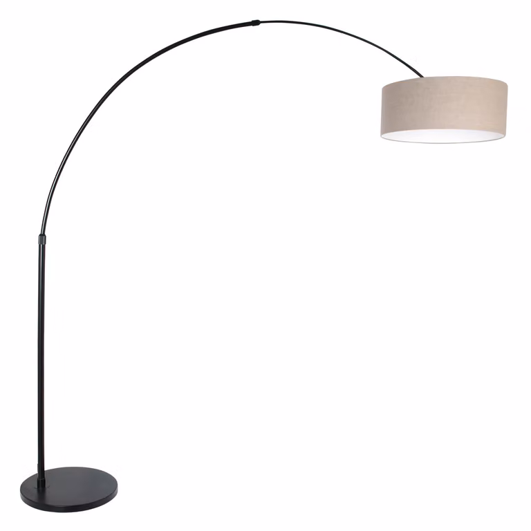 Lampada da terra - nero - Sparkled Light - lino metallo tessile - Ø 45cm - E27 - 9900ZW - Steinhauer
