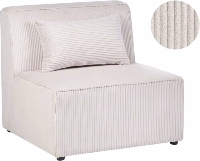 Poltrona Rettangolare in Velluto Colore Beige stile moderno monoposto