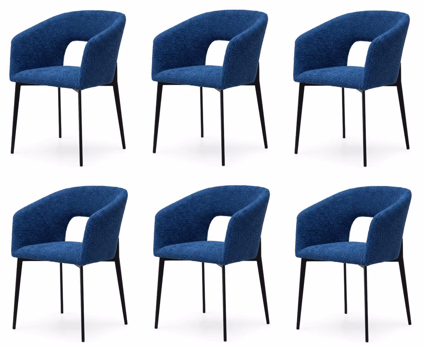 Set di 6 eleganti sedie da pranzo, colore blu reale, tessuto di alta qualità, design raffinato